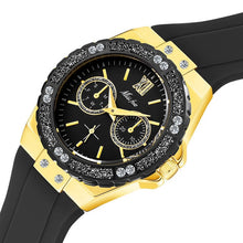 Load image into Gallery viewer, MISSFOX Women's Watches Chronograph Rose Gold Sport Watch Ladies Diamond Blue Rubber Band Xfcs Guessing Female Quartz Wristwatch